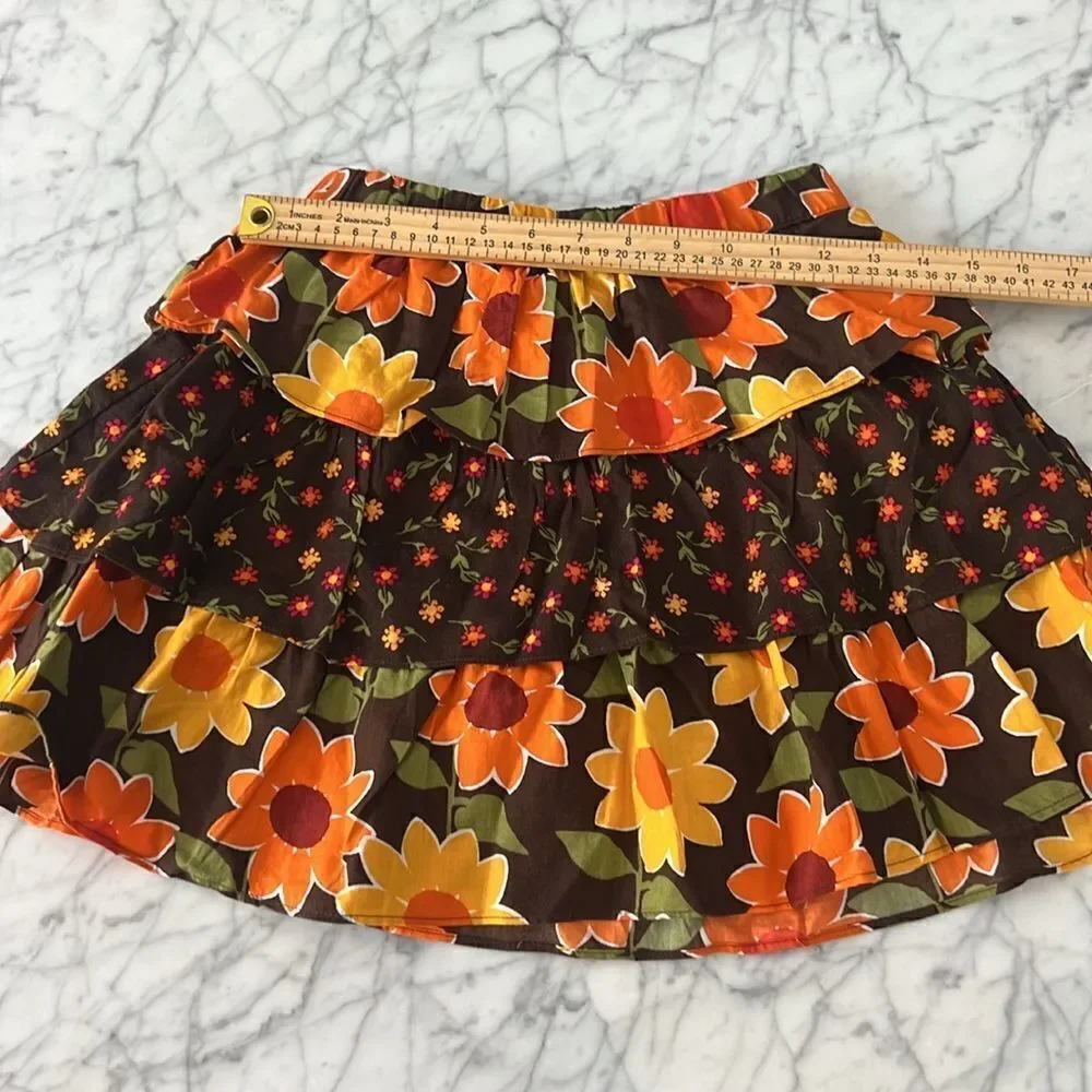 Girls Sunflower Tiered Skort - Harvest - Brown Sz 10